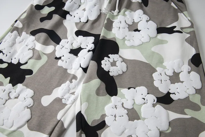 D317# DENIM TEARS Kapok European and American trendy brand high quality foam flocking camouflage printed short-sleeved suit Color Camouflage blue Camouflage powder Camouflage gray Camouflage apricot Camouflage green Size S-XL